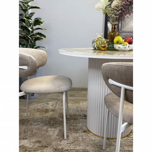 Стол обеденный Kenner LD1000 белый/керамика гранит золотой глянец