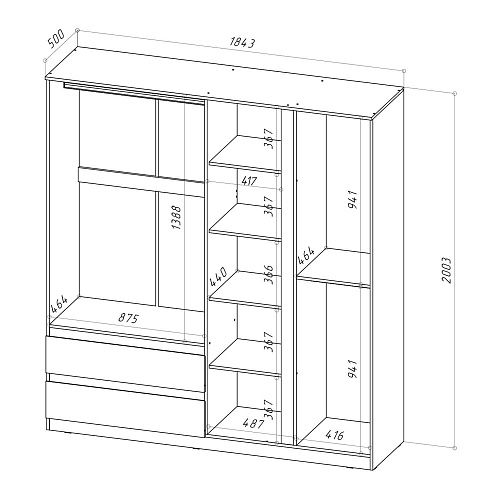 Шкаф НК STERN ШКЯ-4 с зеркалом Белый