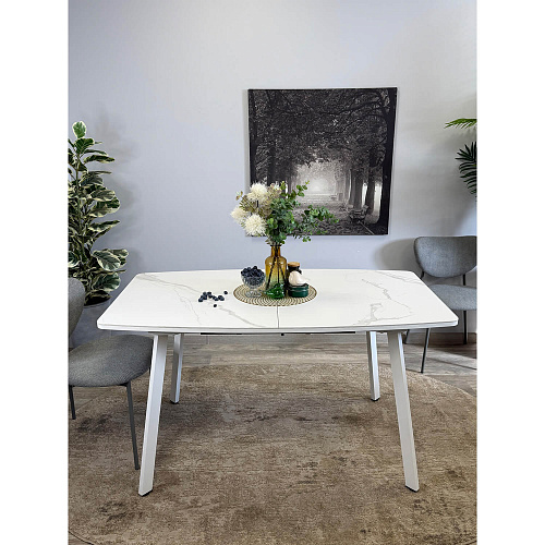 Стол обеденный Kenner AK1400 белый/керамика GLORIA WHITE