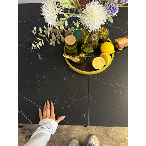 Стол обеденный Kenner DM1400 черный/керамика мрамор черный