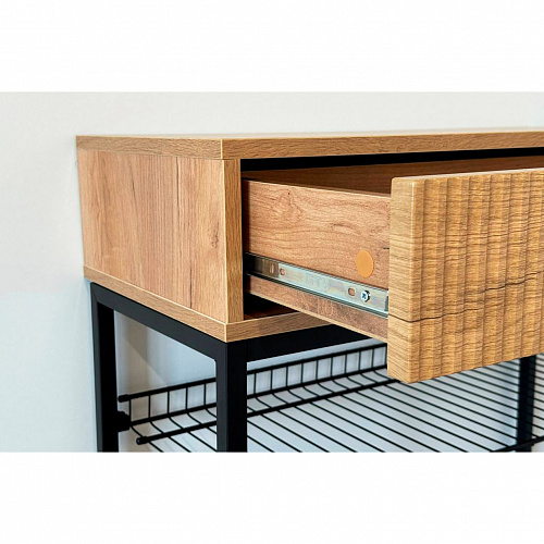 Обувница Вельвет дуб крафт золотой/черный муар