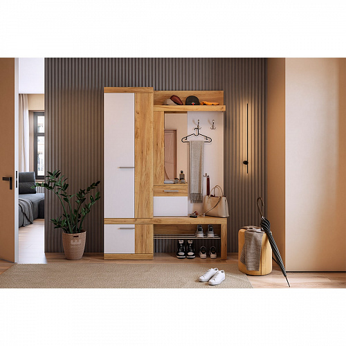 Прихожая Алекс дуб крафт золотой/белое дерево