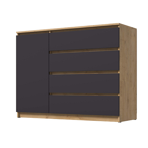 Комод ВЕГА Люкс 1Д-4Я Дуб Вотан/Графит