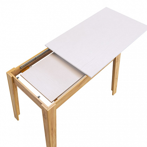 Стол обеденный раздвижной Цезарь белое дерево/дуб крафт золотой