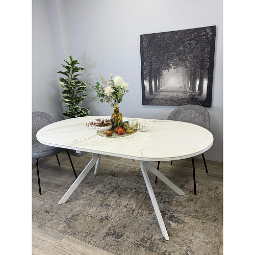 Стол обеденный Kenner DO1200 белый/керамика мрамор белый