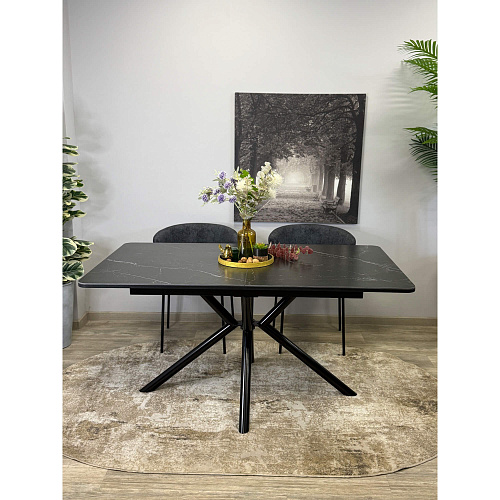 Стол обеденный Kenner DM1550 черный/керамика мрамор черный