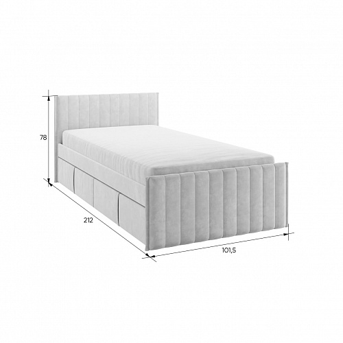 Кровать с ящиками Твикс 90х200 мята (велюр)