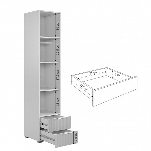 Шкаф однодверный Зефир 107.01 белое дерево/белый (эмаль)