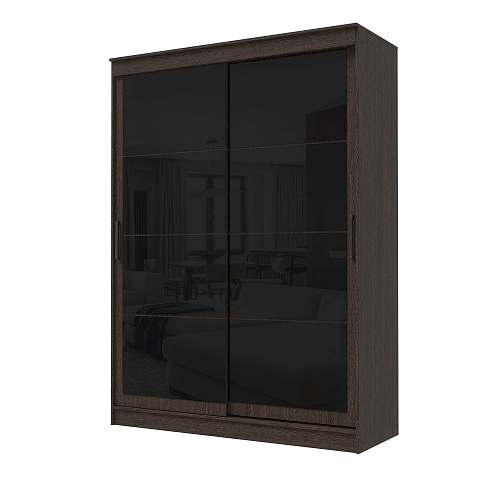 Шкаф-купе ГРАНД 1 1,6 Венге/Лакобель черный