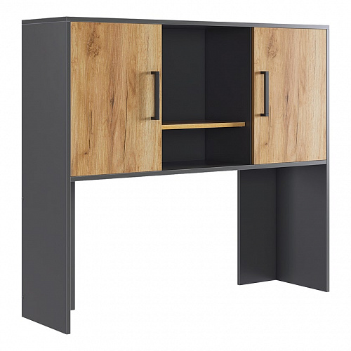 Надстройка стола компьютерного Лайт-2 графит/дуб крафт золотой