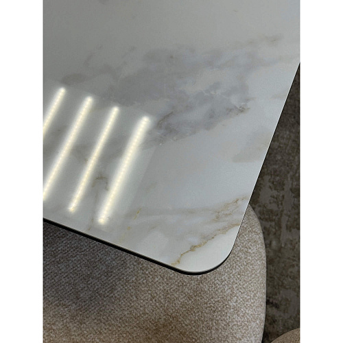 Стол обеденный Kenner DL1600 черный/керамика мрамор белый глянец