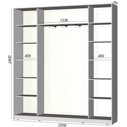 Шкаф-купе Старт 3-дверный без зеркала 2200 (высота 2400, глубина 450)
