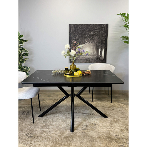 Стол обеденный Kenner DM1400 черный/керамика мрамор черный