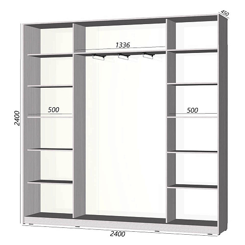 Шкаф-купе Старт 3-дверный без зеркала со вставками 2400 (высота 2400, глубина 450)