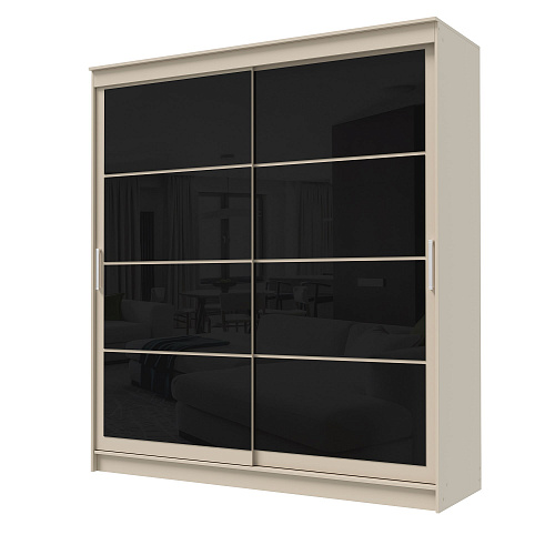 Шкаф-купе ГРАНД 1 2,0 Сатин/Лакобель черный