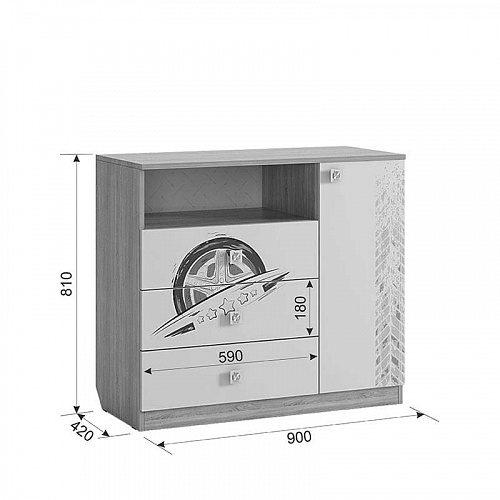 Комод Форсаж дуб сонома/белый