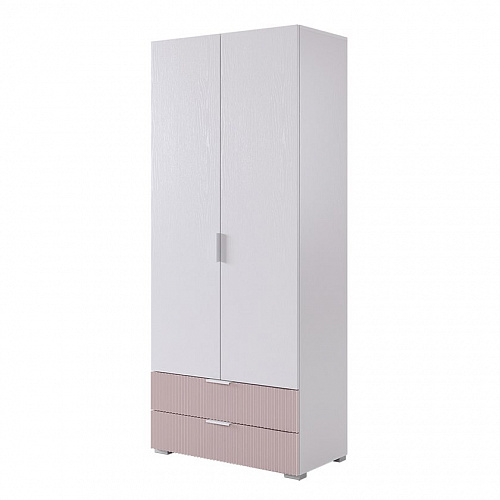 Шкаф двухдверный Зефир 120.01 белое дерево/пудра розовая (эмаль)