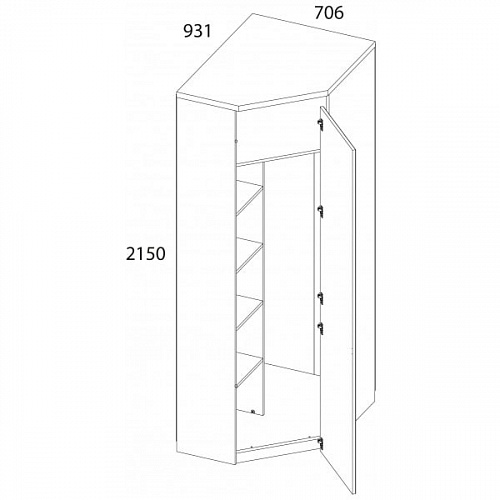 Шкаф угловой TAURUS 1DGP Белый/Дуб вотан
