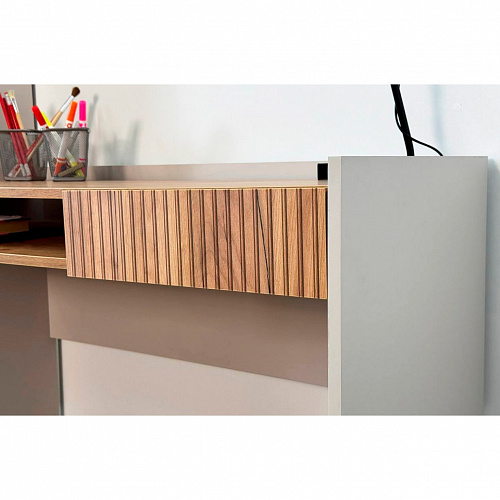 Стол письменный Доминика 2 кашемир/дуб крафт золотой