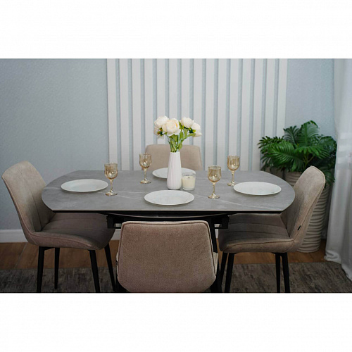 Стол обеденный керамический Раунд Серый