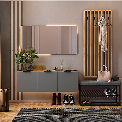 Прихожая Бери К6 дуб крафт золотой/графит