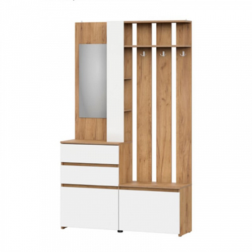 Прихожая Некст 1 со шкафом Дуб Золотой/Белый