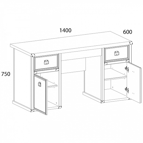 Стол письменный 2D3S MAGELLAN Сосна винтаж