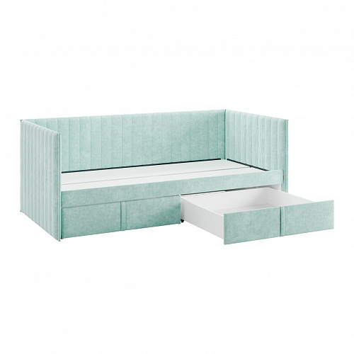 Кровать с ящиками Твикс (Софа) 90х200 мята (велюр)