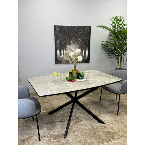 Стол обеденный Kenner BR1300 черный/керамика ITALIAN MIDDLE GRAY