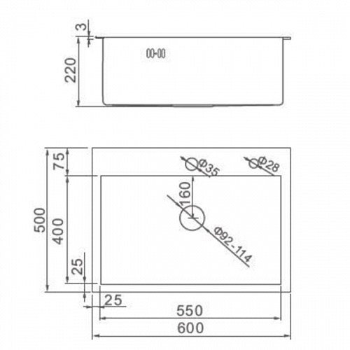 Мойка врезная нерж. 60х50 AFLORN 3,0 Золотой Сатин