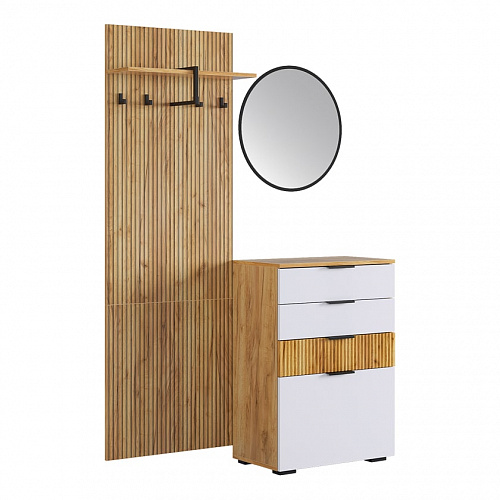 Прихожая К3 дуб крафт золотой/белое дерево/черный