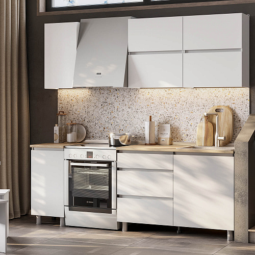 Кухня Токио 1600 Белый текстурный