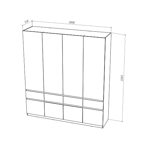 Шкаф НК PIANO 4-х створчатый Кашемир/Каштан