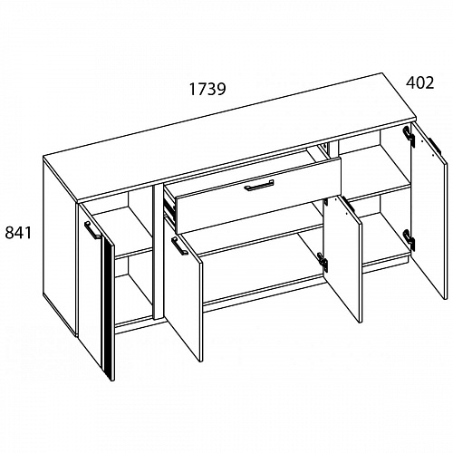 Комод MATEO 4D1S Белый/Дуб наварра