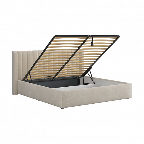 Кровать с подъемным механизмом Ева 180х200 крем (велюр)