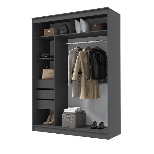 Шкаф-купе ГРАНД 1 1,6 Графит/Зеркало/Зеркало