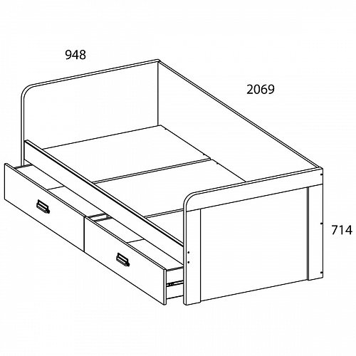 Кровать детская 90-2/D1 DIESEL дуб мадура/веллингтон