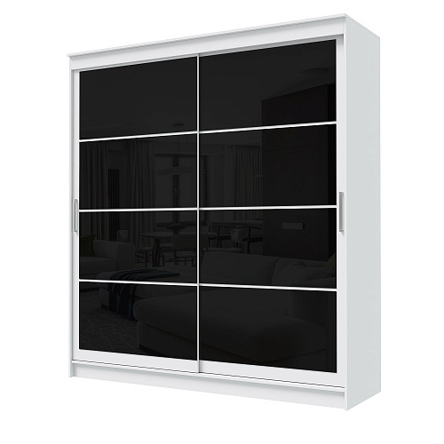 Шкаф-купе ГРАНД 1 2,0 Белый гладкий/Лакобель черный