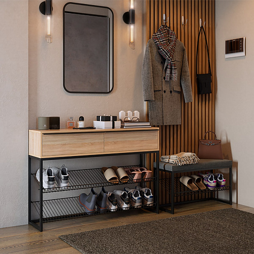 Обувница Крафт 1 черный муар/графит