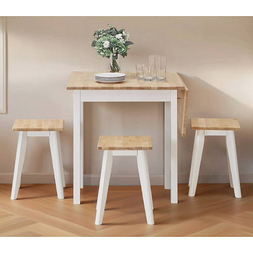 Табурет Квадратный ИДЕЯ массив Бесцветный (Лак)/СНЕГ