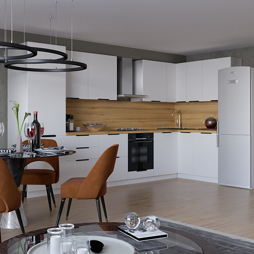 Кухня Сити угловая 3600х1600 Белый матовый