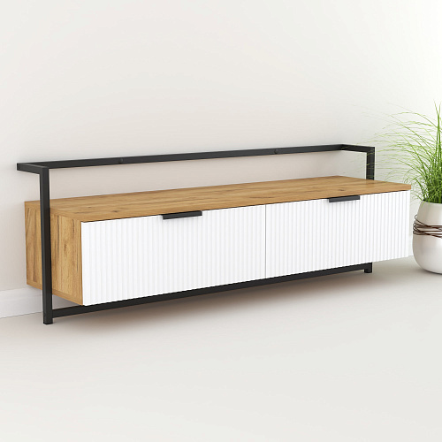 Тумба навесная под ТВ лофт DQ SITI дуб вотан/белый