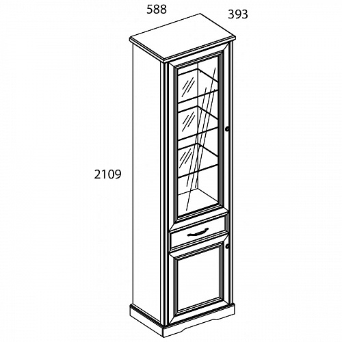 Шкаф с витриной TOSCANA NEW 1V1D1S Персидский жемчуг/Каньон