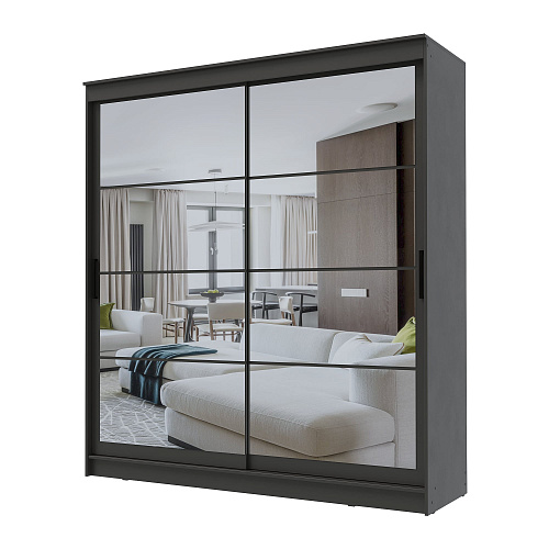 Шкаф-купе ГРАНД 1 2,0 Графит/Зеркало/Зеркало