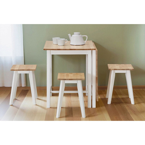 Стол раскладной большой ИДЕЯ массив Бесцветный (Лак)/СНЕГ