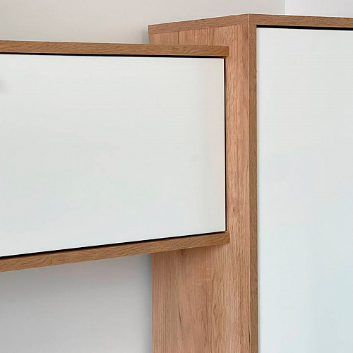 Стенка Токио дуб крафт золотой/белое дерево