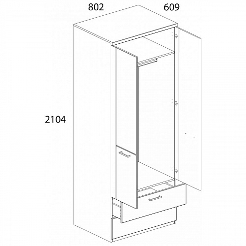Шкаф DOORSET 2DG2S Дуб наварра