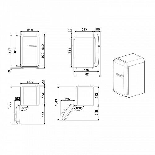 Холодильник SMEG FAB10LWH6