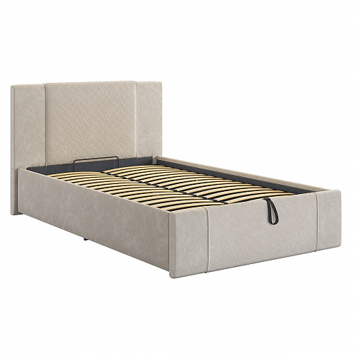 Кровать с подъемным механизмом Хлоя 120х200 крем (велюр)