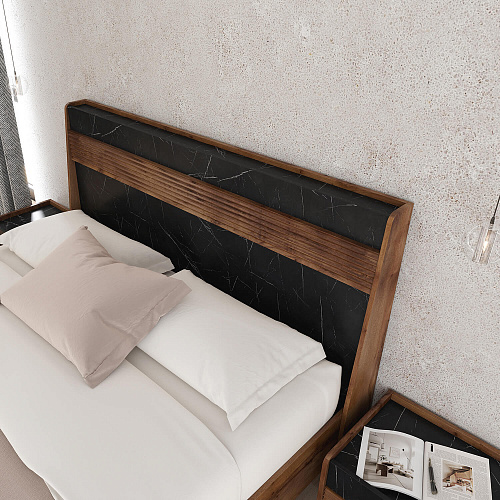 Спальный гарнитур Браун Таксония/Мрамор неро маркина